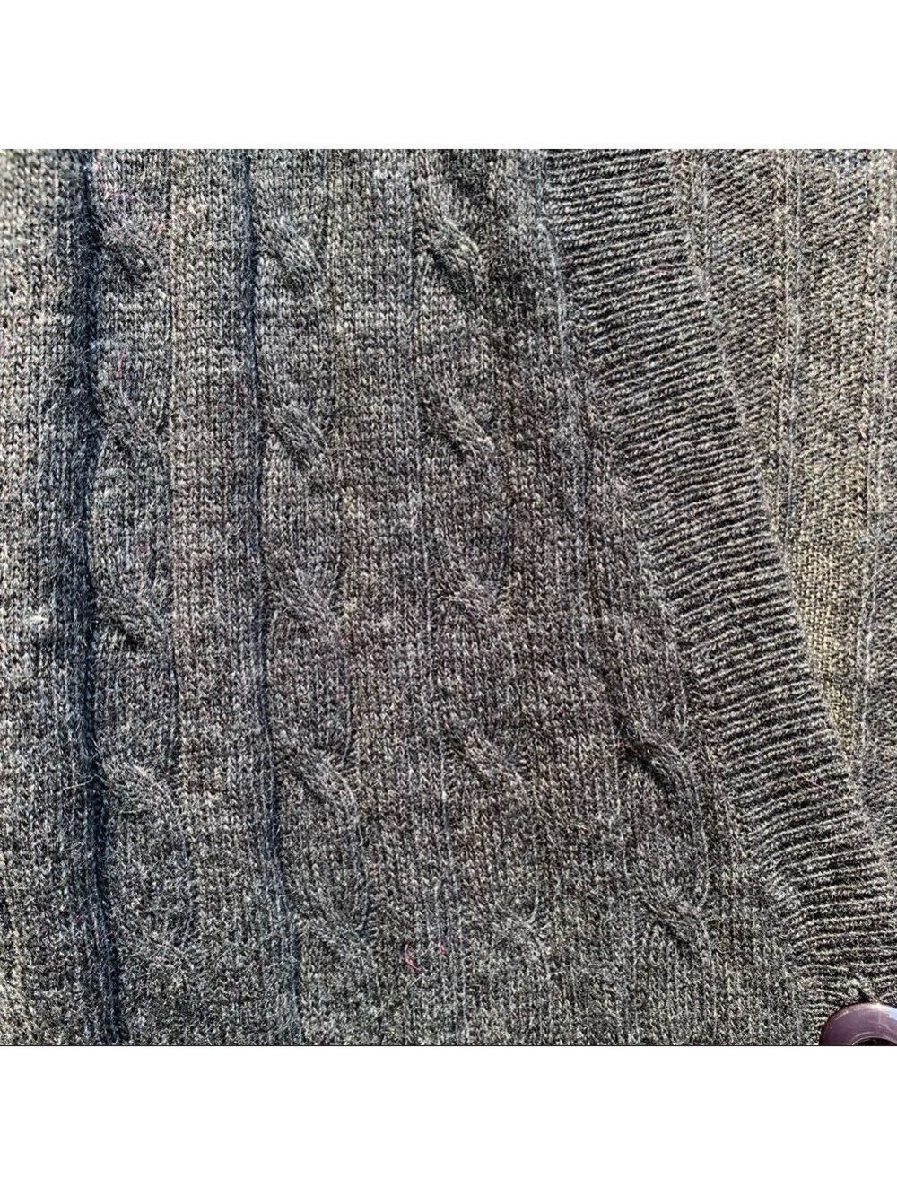 BCBGMaxAzria Dark Charcoal Gray Cable-Knit V-Neck Cardigan Size M - Picture 7 of 11